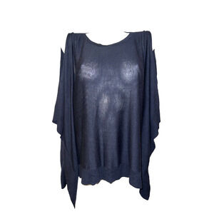 MICHAEL KORS Top Women's Size L Black Viscose Silk Cashmere Cold Shoulder Tunic